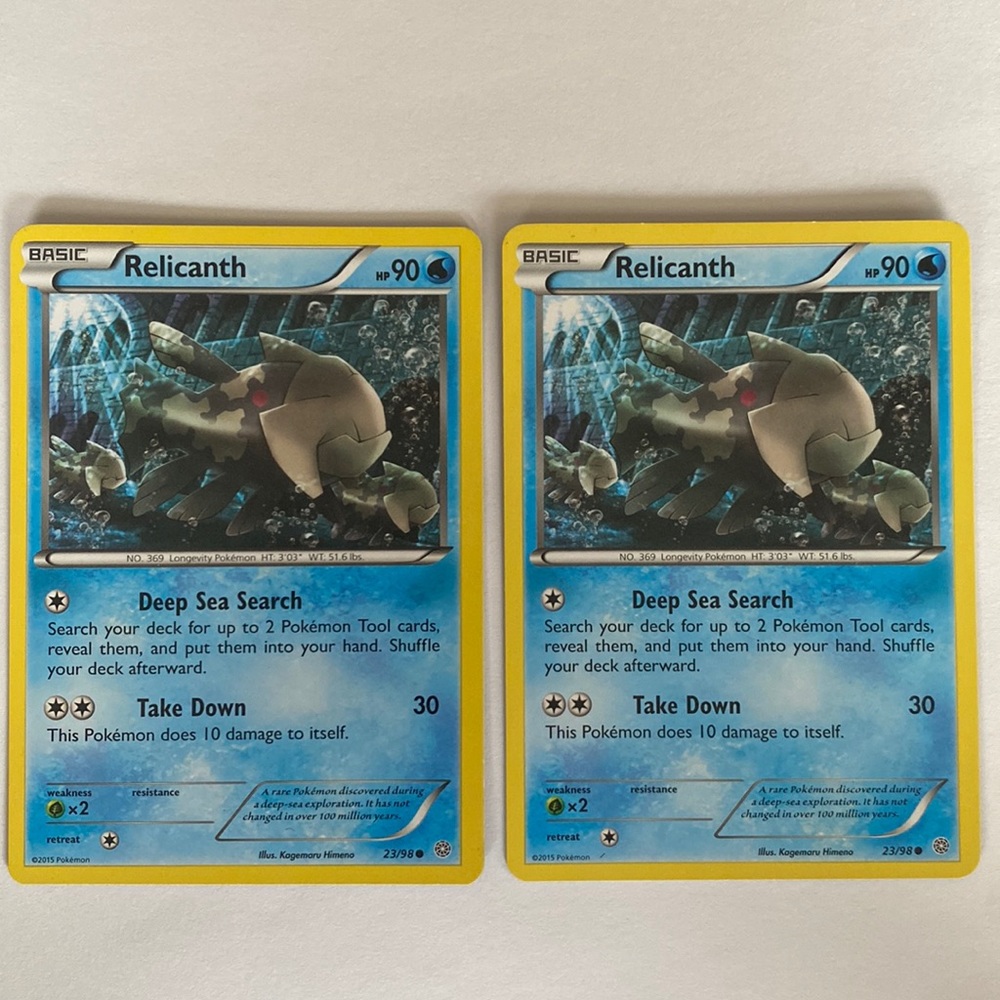 Two Relicanth 23/98 Pokémon Cards